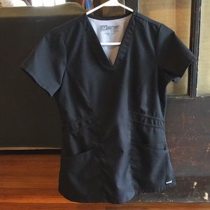 XS black grey’s anatomy by barco vneck scrub top